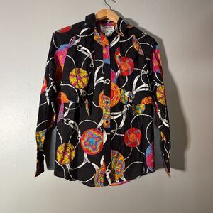Wrangler Medium 1990s Vintage Western Shirt Southwestern Rodeo Print USA